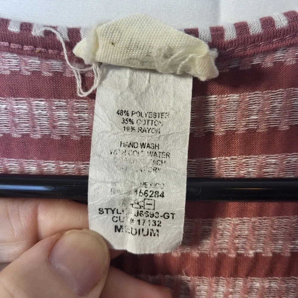 Caution to the Wind Mauve Dash Stripe Faux Wrap Midi Dress Women Medium J8593-GT - Picture 5 of 6